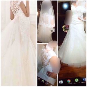 Pronovias Barcelona wedding dress with accessories